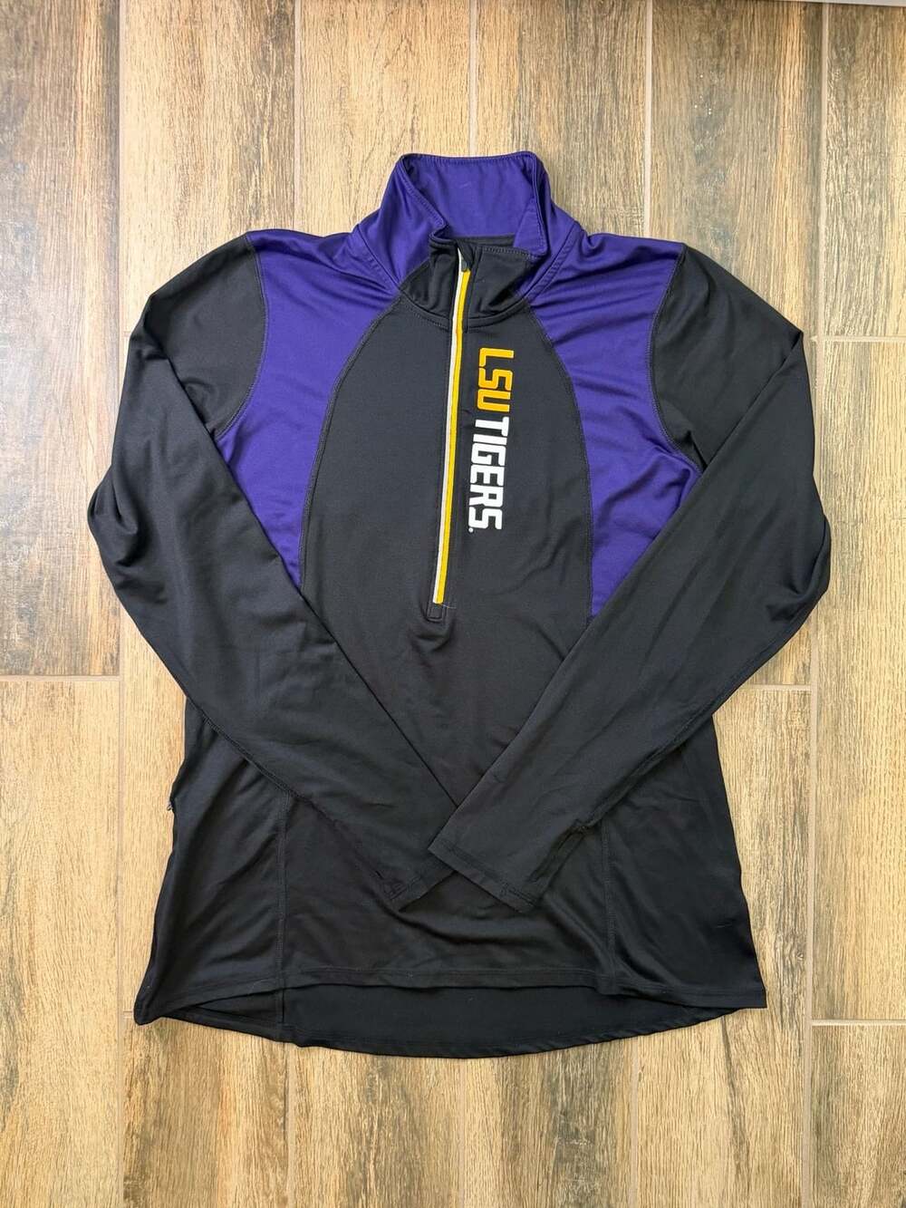 LSU Tigers 1/4 Zip Pullover Rivalry Threads Size L Black Purple